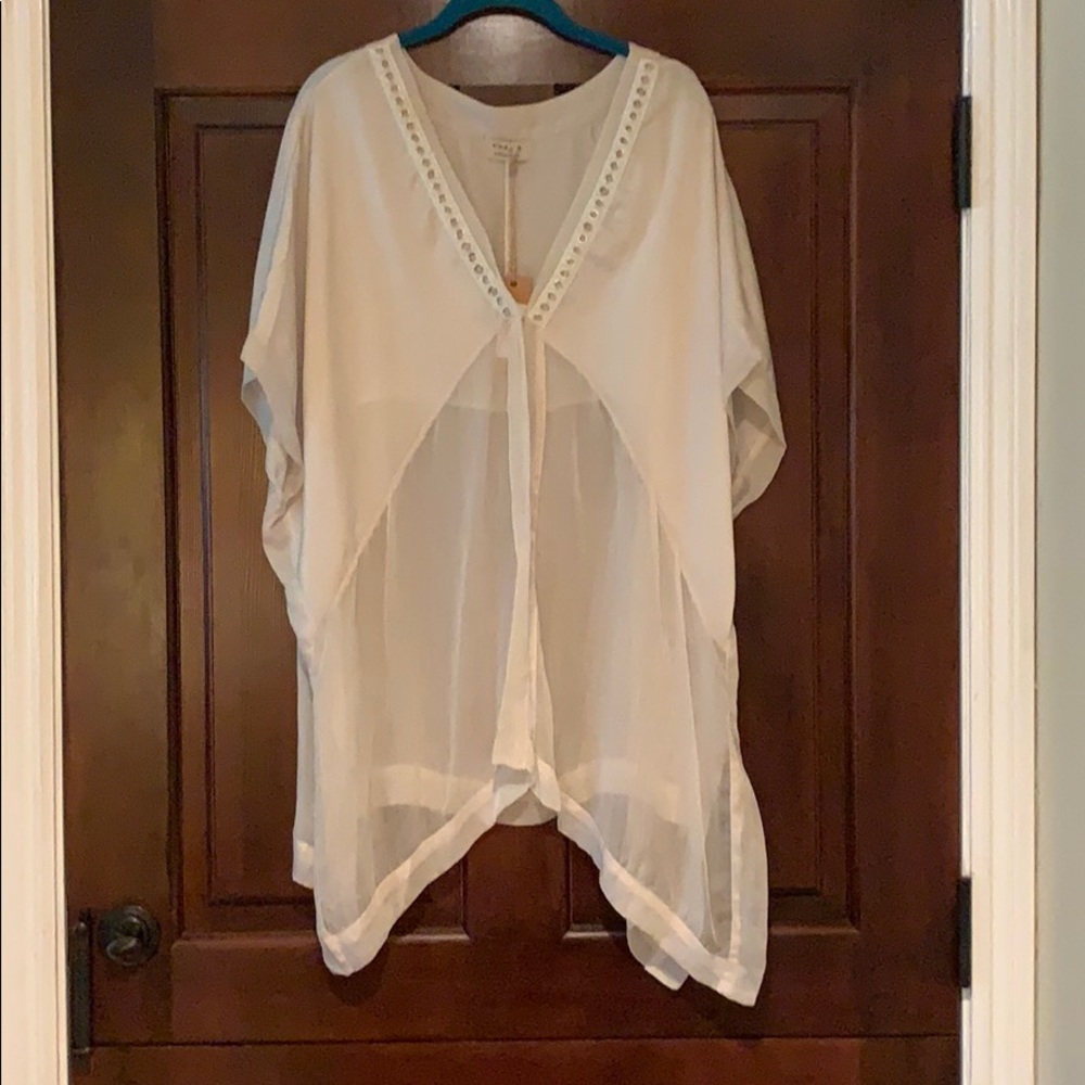 NWT Cindy G Collection Sheer Caftan Blouse O/S